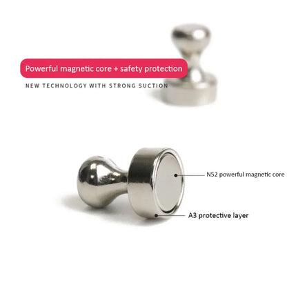 10pcs Super Strong Neodymium Magnetic Pushpins | Durable Steel Magnet Thumbtack | Ideal for Refrigerator & Whiteboard