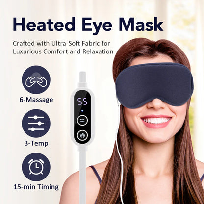 3-Level Electric Steam Eye Mask — Hot Compress, 3D Massage, Smart Temperature & Timing, Sleep Shading & Eye Relief