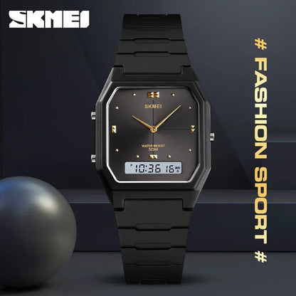 SKMEI 1604 Luxury Digital Watch – Dual Display Sports Quartz for Men & Women, Waterproof Wristwatch