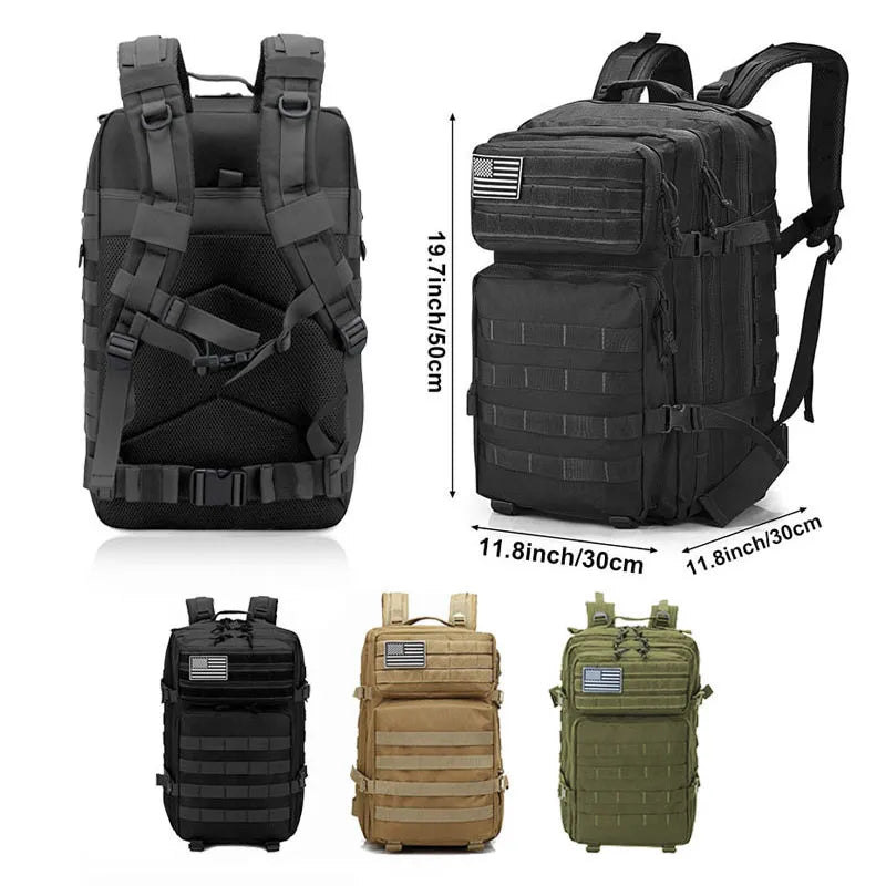 50L Army Military Tactical Backpack | Men's Travel Rucksack | Large Capacity Waterproof Outdoor Sports Bag