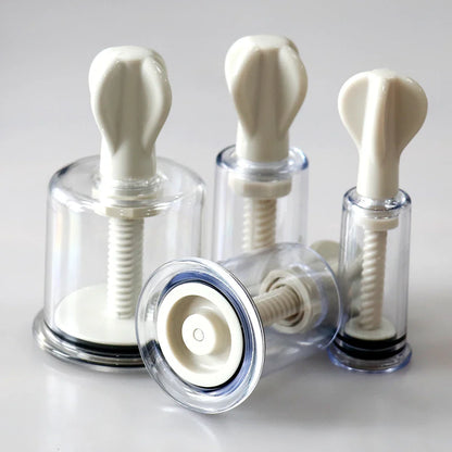 Rotating Handle Suction Cupping Set – 4 Sizes Twist Vacuum Cups for Nipple Enhancement & Anti-Cellulite Massage