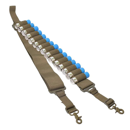 15-Round 12 Gauge Ammo Shell Belt with 2-Point Sling – Rifle Shotgun Shoulder Holster Hunting Accessory