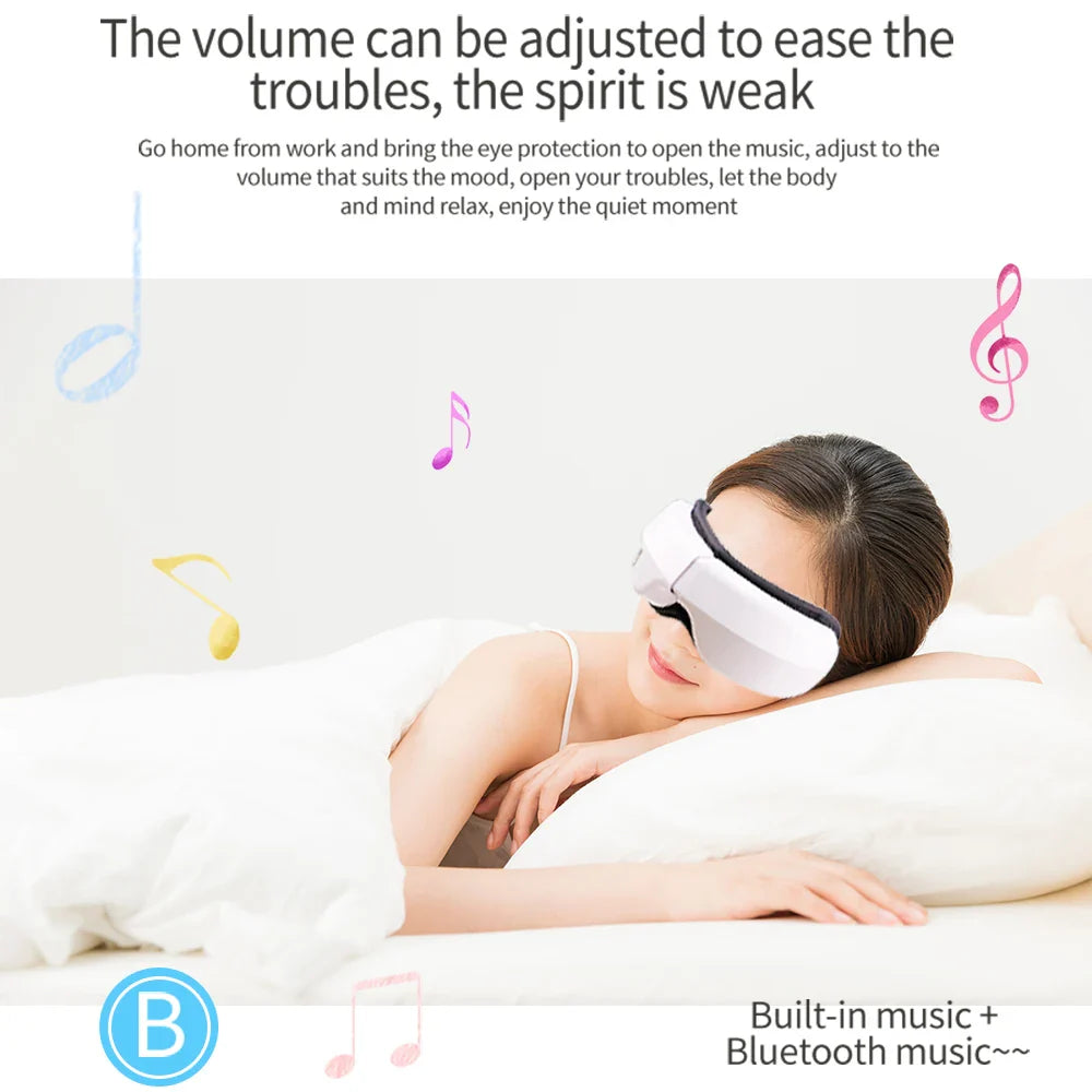 6D Smart Vibration Eye Massager – Hot Airbag Compress, Bluetooth Music Sleep Mask for Eye Relaxation & Fatigue Care