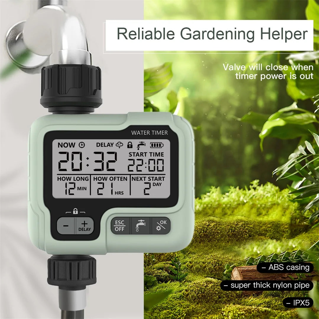 HCT-322 Automatic Water Timer - Digital Garden Irrigation System, Intelligent Outdoor Sprinkler to Save Water and Time