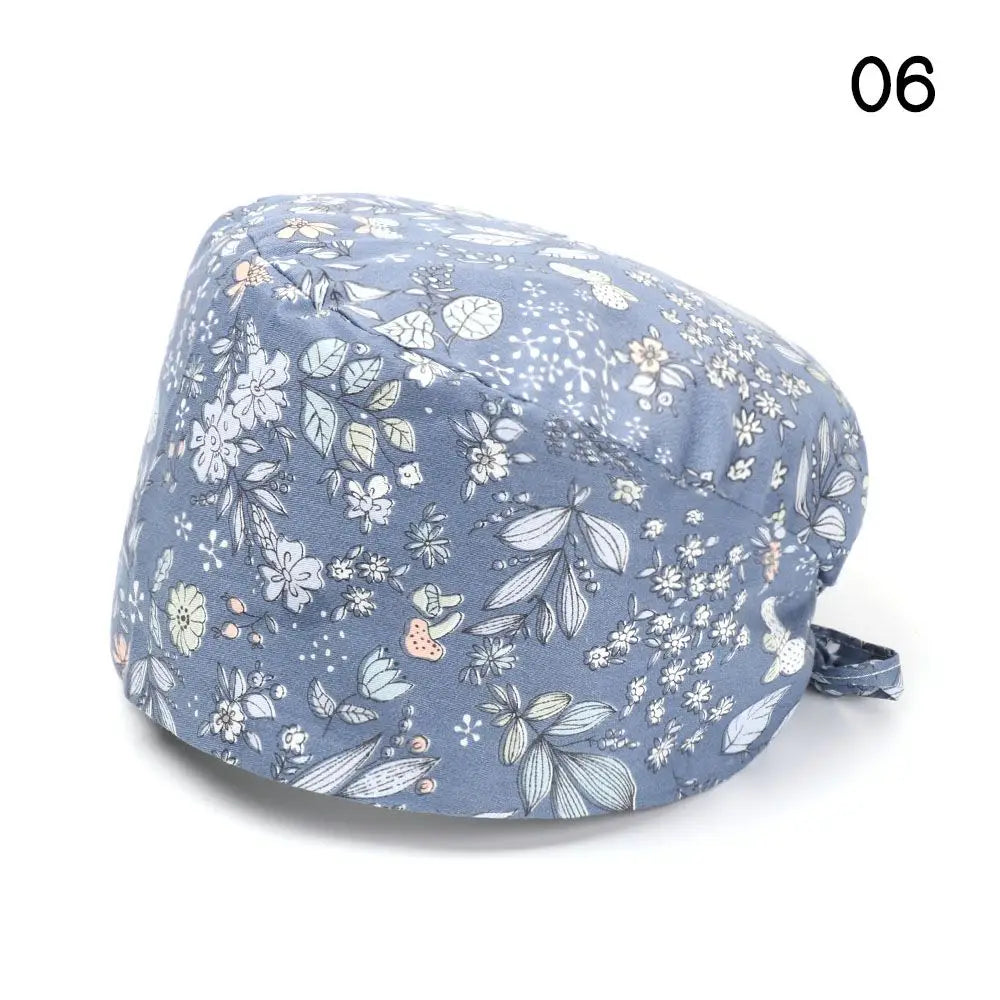 Adjustable Surgical Scrub Cap with Buttons – Ponytail Bouffant Nursing Turban Hat for Women & Men