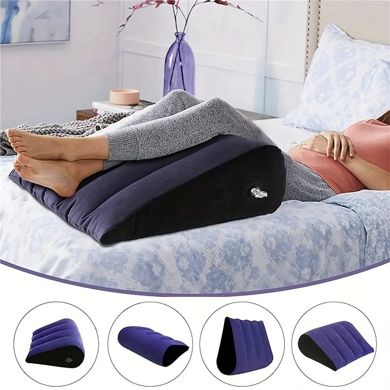 Inflatable Travel Pillow – Multifunctional Body & Lumbar Support, Yoga Pillow & Air Cushion for Travel Positions, Triangular Design