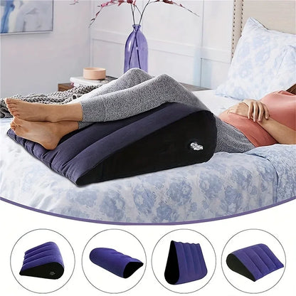 Inflatable Travel Pillow – Multifunctional Body & Lumbar Support, Yoga Pillow & Air Cushion for Travel Positions, Triangular Design