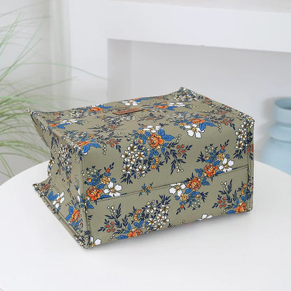 New Nylon Printing Handbag – Thickened Large Capacity Work and Portable Zipper Lunch Box Storage Bento Bag