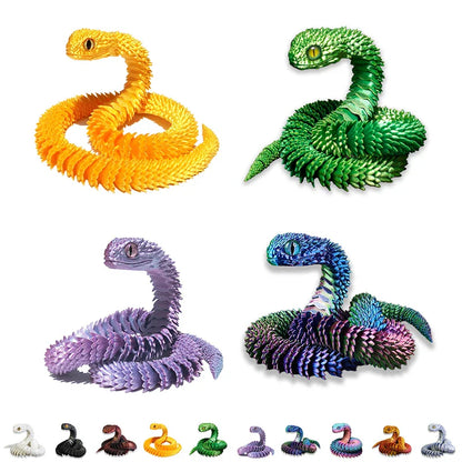 3D Printed Movable Snake Figurine – Realistic Jointed Simulation Ornament for Home & Office, 2025 New Year Craft Gift