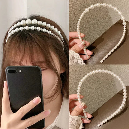 Fashion White Faux Pearl Hair Hoop – Elegant Full Pearl Bridal Headband, Wedding Hair Accessories for Women & Girls