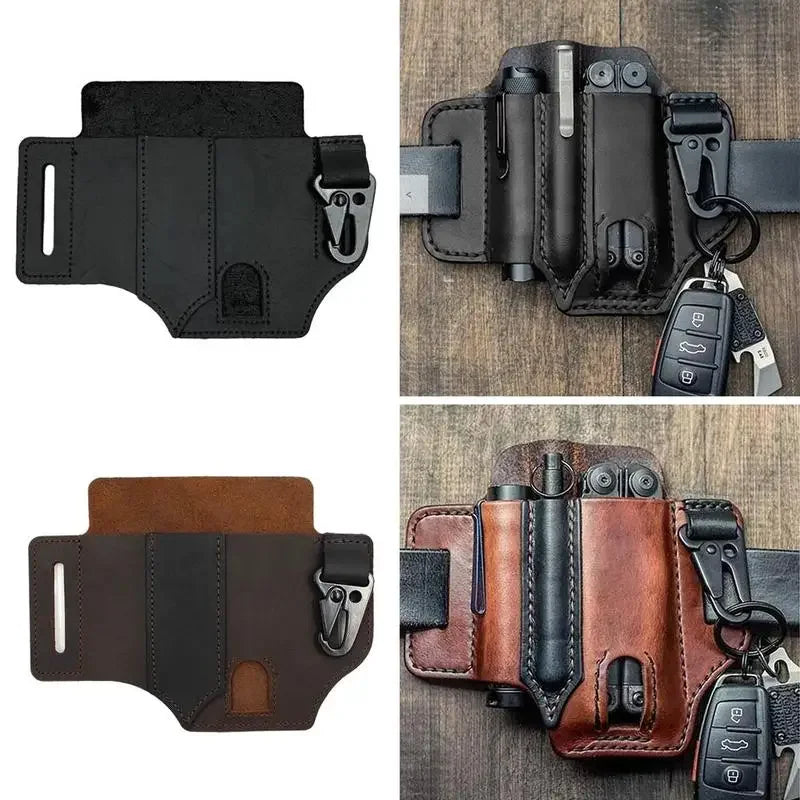 Leather Multitool Sheath - EDC Pocket Organizer Pouch for Leatherman Tools Camping Gear