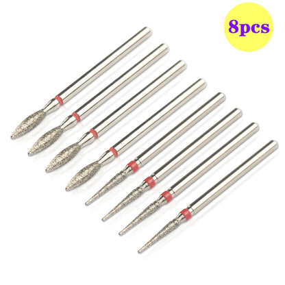 8pcs Diamond Nail Drill Bit Set - Rotary Electric Milling Cutters for Pedicure, Manicure, Cuticle Burr & Nail Tools Accessories