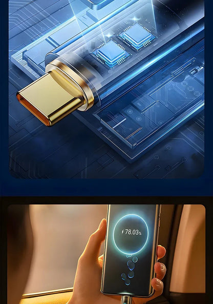 240W PD Fast Charging USB-C to USB-C Cable with 100W Digital Display – Charger for Xiaomi Huawei MacBook iPad