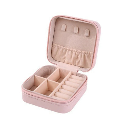 Portable Mini Jewelry Storage Box - Leather Travel Organizer for Earrings, Necklaces, Rings & Display