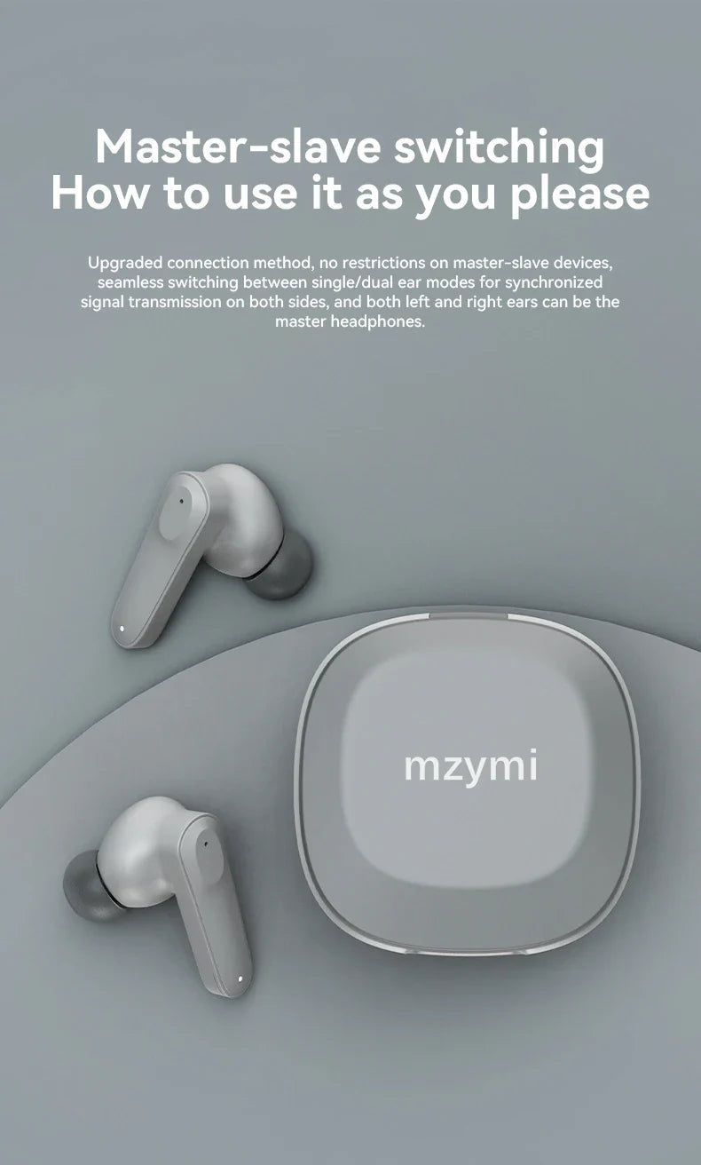 mzymi A98 TWS True Wireless Earbuds | ENC Noise-Reducing Waterproof Sport Headphones