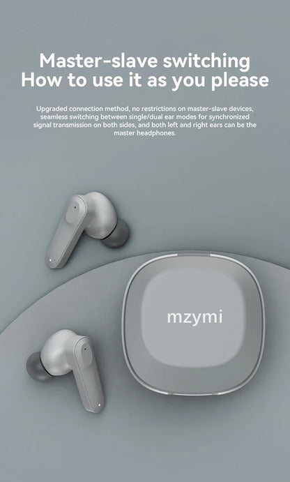 mzymi A98 TWS True Wireless Earbuds | ENC Noise-Reducing Waterproof Sport Headphones