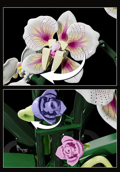 Orchid Cymbidium Building Blocks Set – DIY Potted Phalaenopsis Flower Simulation Toy for Valentine’s Gift