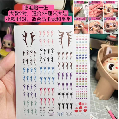 17cm Labubu V1/V2 Custom Eye Stickers Eyelash Vinyl Doll Makeup DIY Tools Accessories