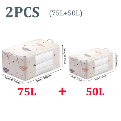 Big Capacity Storage Bag – 4/2/1PCS Moisture & Dust-Proof Organizer for Quilts, Clothes, Duvets, Blankets, and Luggage