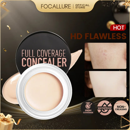 FOCALLURE Full Coverage Concealer Cream – Waterproof, Long-Lasting, Oil-Control & Lightweight Moisturizing Foundation Makeup