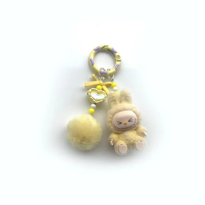 Kawaii Labubu Keychain — 3D Cartoon Doll Pendant for Schoolbag or Car, Trendy Gift for Men & Women