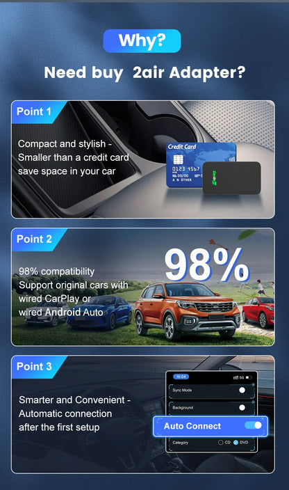 CarlinKit 5.0 & 4.0 Wireless CarPlay & Android Auto Adapter — Waze, Music, Spotify for Audi, Golf, Peugeot, Mazda, KIA, Mercedes, MG