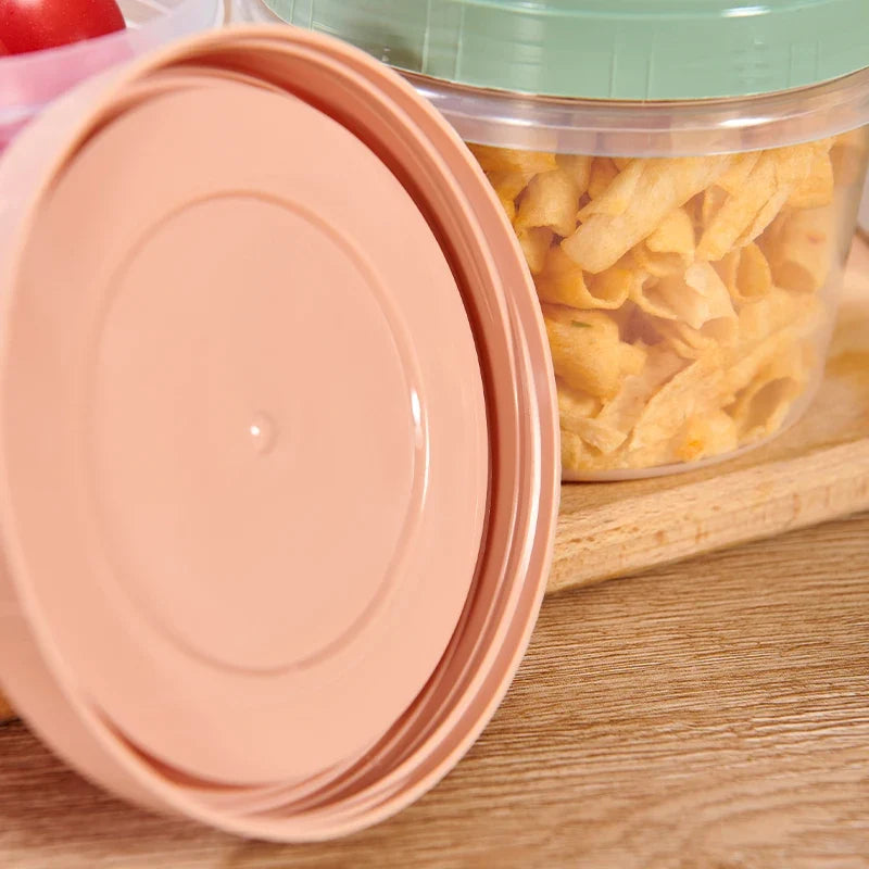 8Pcs 500ml Food Storage Containers - Round Sealed Fresh Keeping Boxes for Refrigerator, Fruits, Snacks & Microwave Heating
