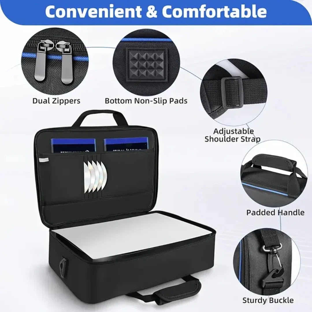 PS5 Carrying Case - Large Capacity Travel Bag with Protective Storage for PS5 Console and Controller, Compatible Design