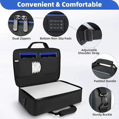 PS5 Carrying Case - Large Capacity Travel Bag with Protective Storage for PS5 Console and Controller, Compatible Design