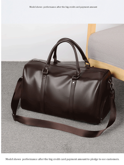 Retro Short Trip Bag – Large Capacity PU Waterproof Sports & Fitness Motorcycle Leisure Bag