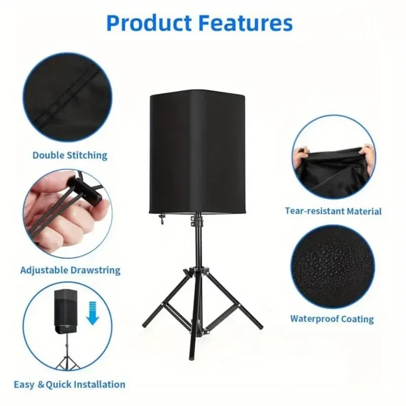 Durable All-Weather Speaker Cover — Waterproof, Dustproof & Sun-Resistant Polyester for Indoor & Outdoor, Black