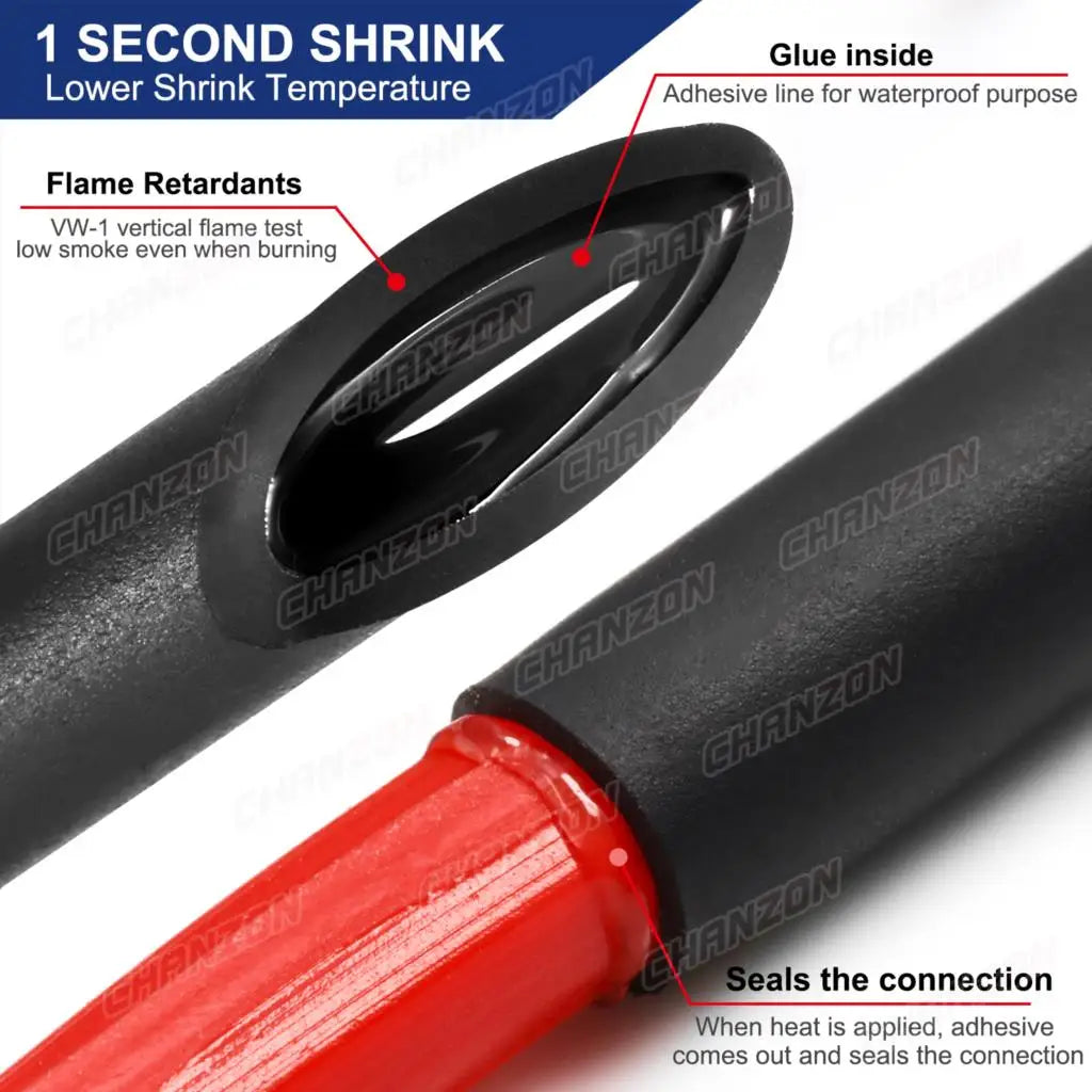 1.22M-2.5M Heat Shrink Tube with Glue – 4:1 Double Wall Adhesive Lined, Waterproof Marine Grade Shrinking Wrap for Wire
