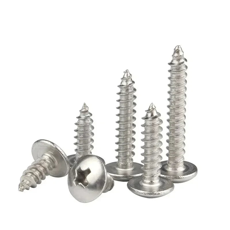 50/20/10pcs M3-M6 Stainless Steel Self-Tapping Screws – Cross Recessed Truss Head for Wood