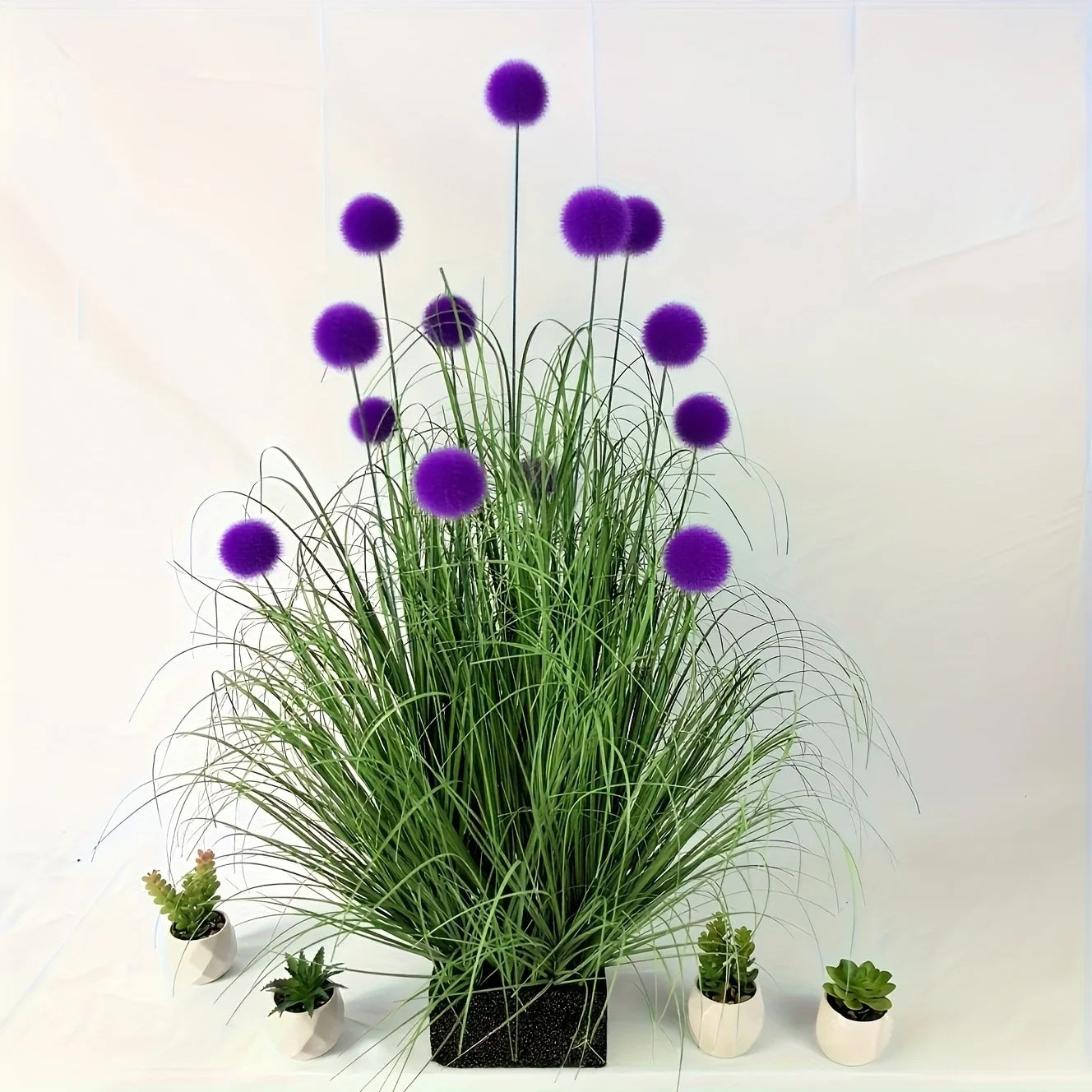 Purple Bulbous Artificial Grass Plants – Decorative Faux Greenery for Home, Festival, Party & Courtyard Garden Decor
