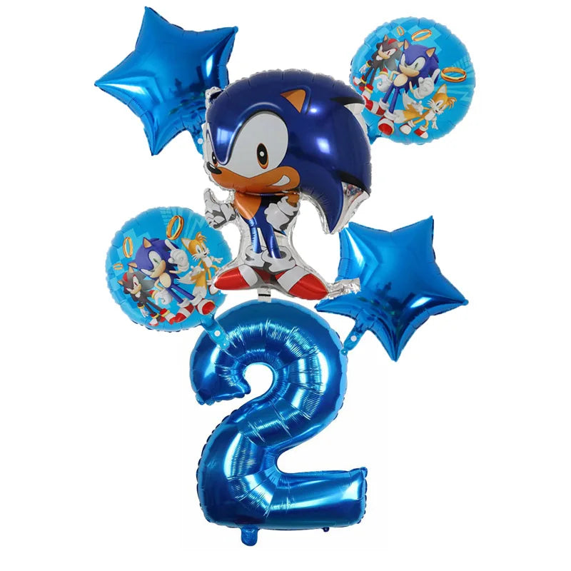 Sonic Cartoon Party Supplies Set – Disposable Tableware with Plates, Cups, Napkins & Balloons for Boys’ Birthday & Baby Shower Decor