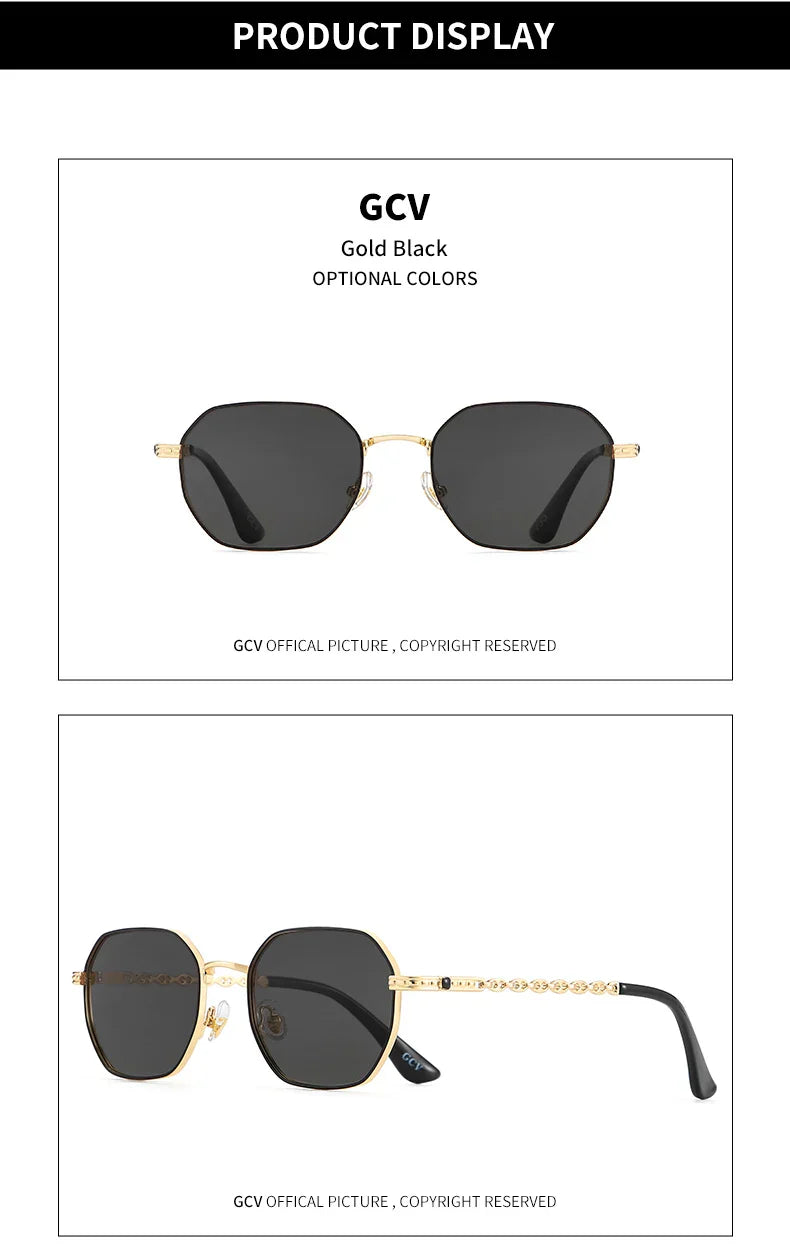 GCV Classic Retro Women's Rectangular Sunglasses — Metal Frame with Polaroid Lenses