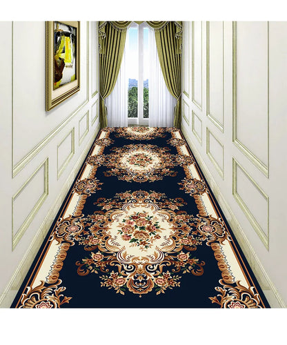 Luxury Chinese Classical Corridor Rug – Crystal Velvet Soundproof Washable Carpet for Villa, Hotel & Living Room