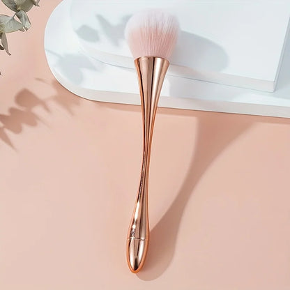 Rose Gold Fan Makeup Brush - Soft Hair Powder, Blush & Highlighter Brush