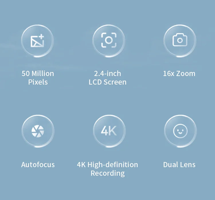 4K Digital Camera – 50MP Travel Selfie Camera with HD Zoom, 2.4-inch Screen, Mini Retro Cam for Kids & Beginners