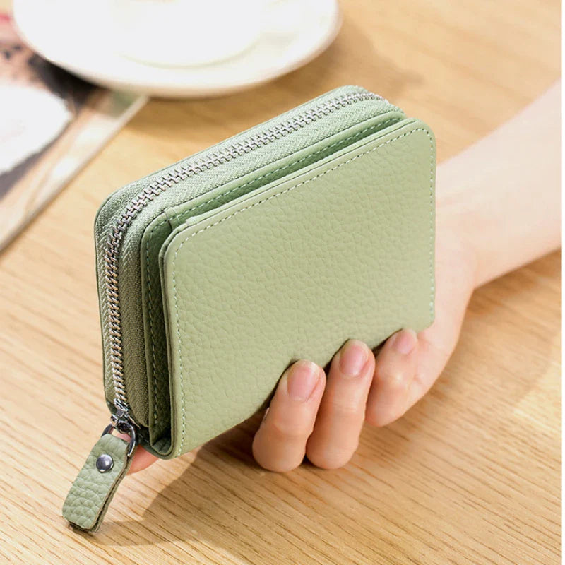 Genuine Leather RFID Short Wallet – Cowhide Card Holder Mini Coin Purse & Key Pouch for Men and Women