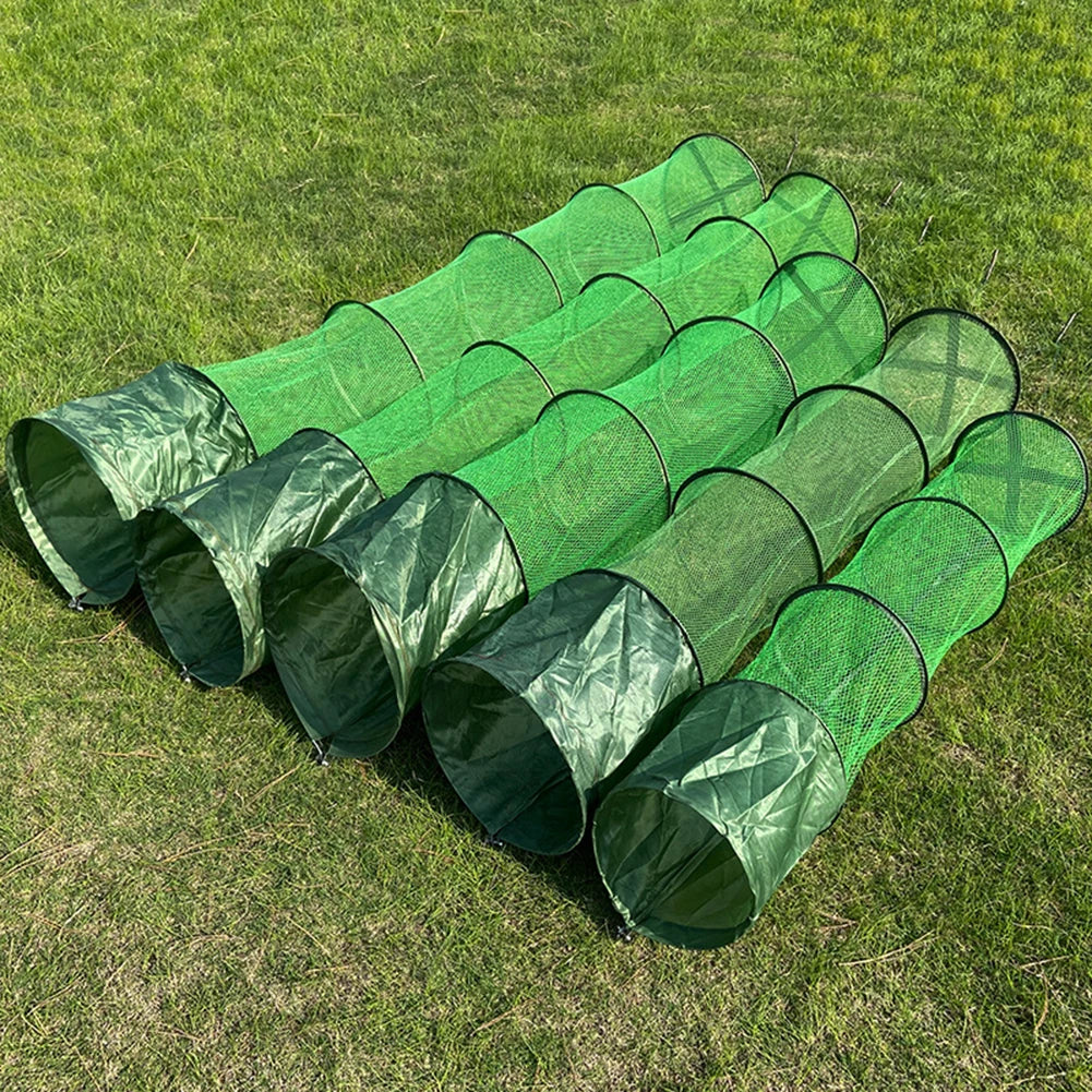 Portable Folding Nylon Mesh Fish Cage – Steel Ring Trap Net Basket for Fishing Storage & Accessories