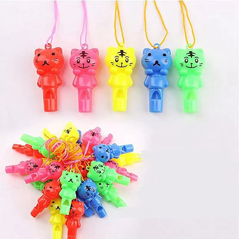 Random Cute Animal Cat Whistle – Plastic Sport & Cheerleading Toy, Kids Birthday Party Favor Gift