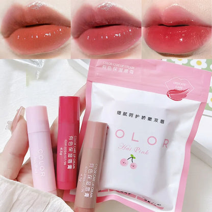 Cute Red Tint Lipstick Set – Moisturizing Colored Lip Balm with Anti-Drying & Fade-Resistant Lip Care Cosmetics