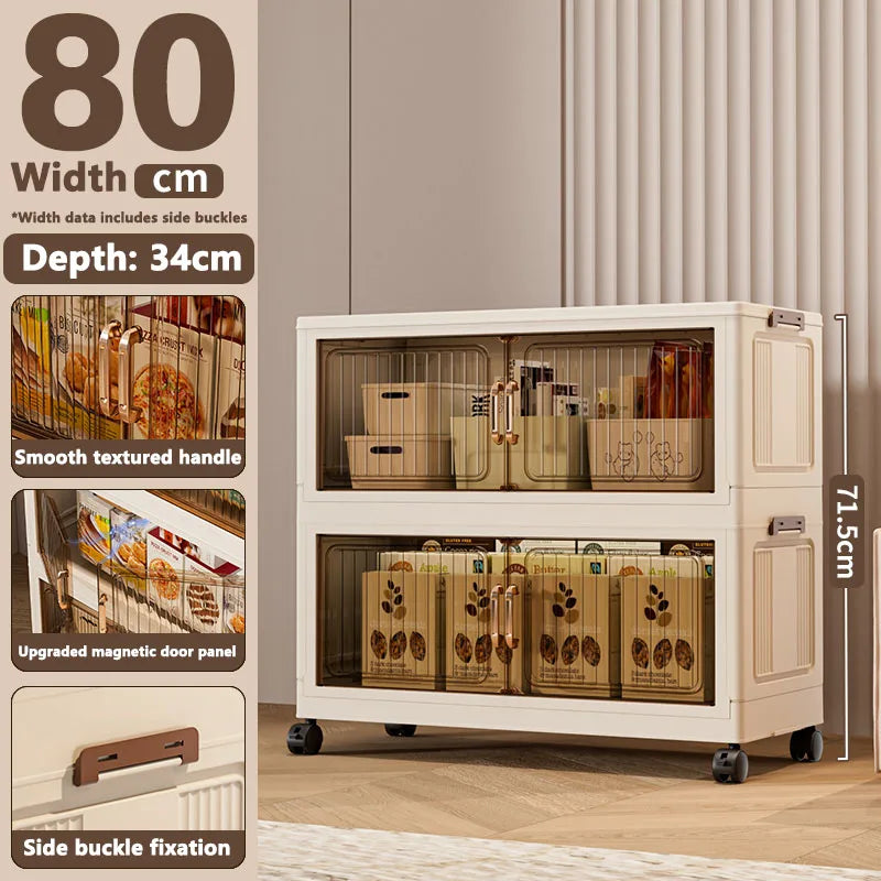Installation-Free Foldable Storage Cabinet – Plastic Organizer for Kids’ Clothes & Snacks