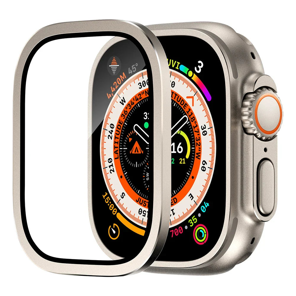 Tempered Glass Screen Protector for Apple Watch Ultra 2 49mm – Anti-Scratch HD Full Film with Metal Bumper, iWatch Ultra Accessories