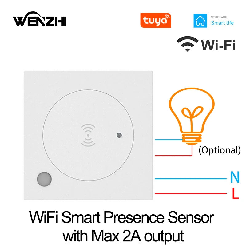 Zigbee & WiFi 24G Motion Sensor Switch – Smart Light Presence Detector with Brightness & Distance Radar, Tuya Smart Life Compatible