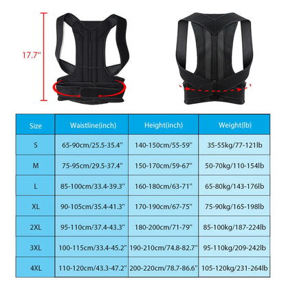 Adjustable Back Brace Posture Corrector Belt – Lumbar & Shoulder Support for Men & Women, Improve Scoliosis