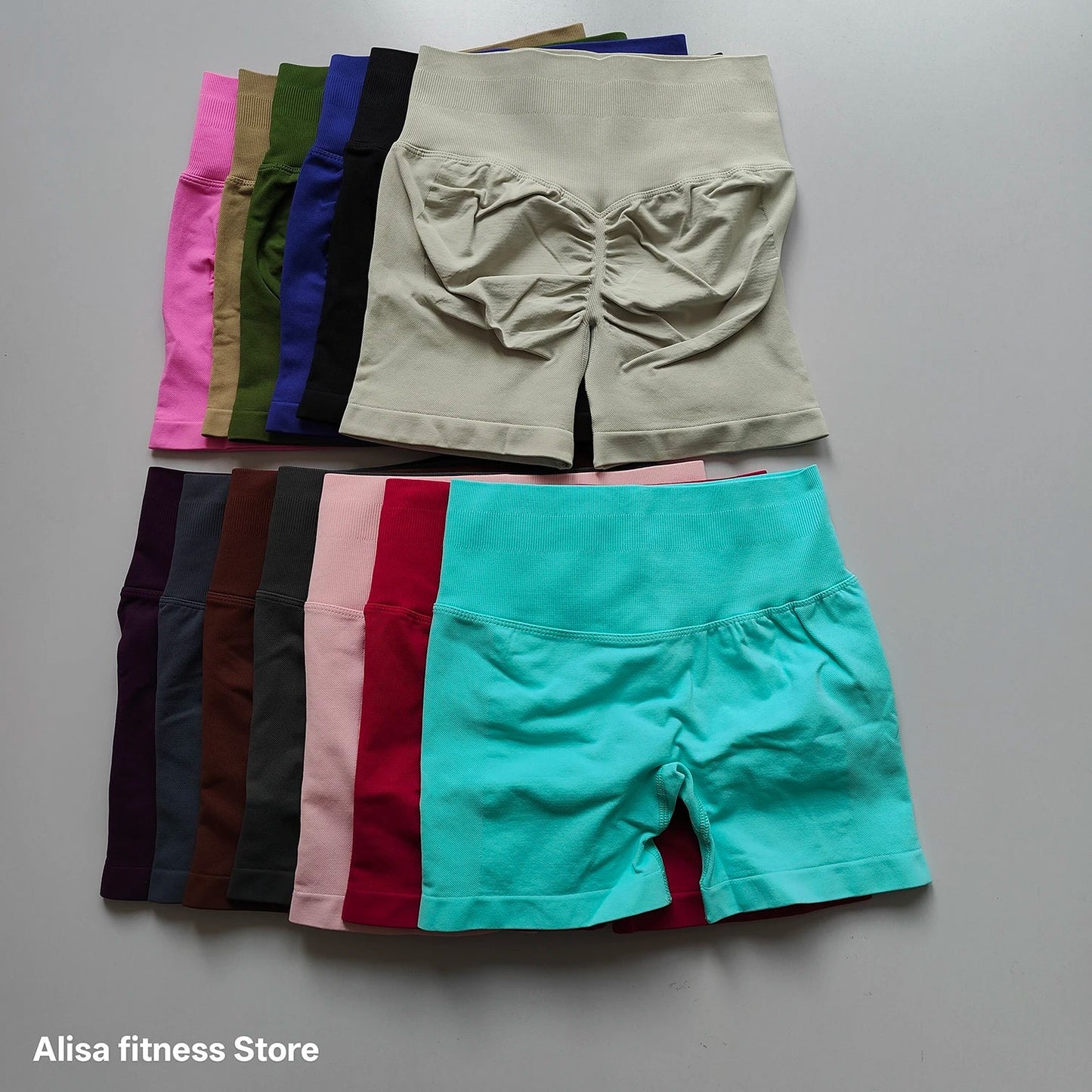 High Waisted Yoga Shorts - Seamless Tummy Control Fitness Shorts for Running, Workout & Activewear