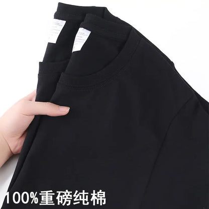 100% Cotton Unisex T-Shirt – Solid Color O-Neck Short Sleeve Tops for Men & Women, Summer Korean Loose Fit M-4XL