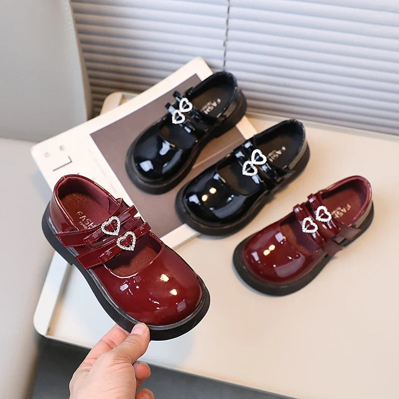 26-36 Girls Mary Jane Shoes - Elegant Leather Chunky Hook-and-Loop Kids Shoes